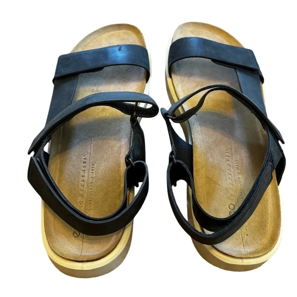 ECCO Corksphere Black Platform Sandals Men's 46‎